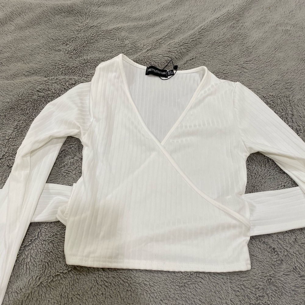 Pretty little thing white wrap tie longsleeve